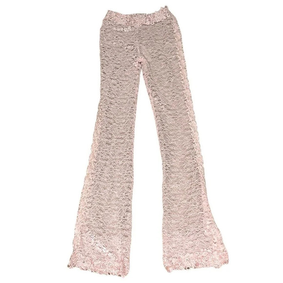 Boys‎ Lie Rose Reverie x Yung Reaper Bottom Pink Lace XS Pearl Flare Pant NEW - Picture 4 of 9